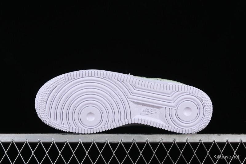 Nike Air Force 1 '07 Low Casual Sneakers with Anime-inspired Green Apple Spray Paint Design - DY8899-002