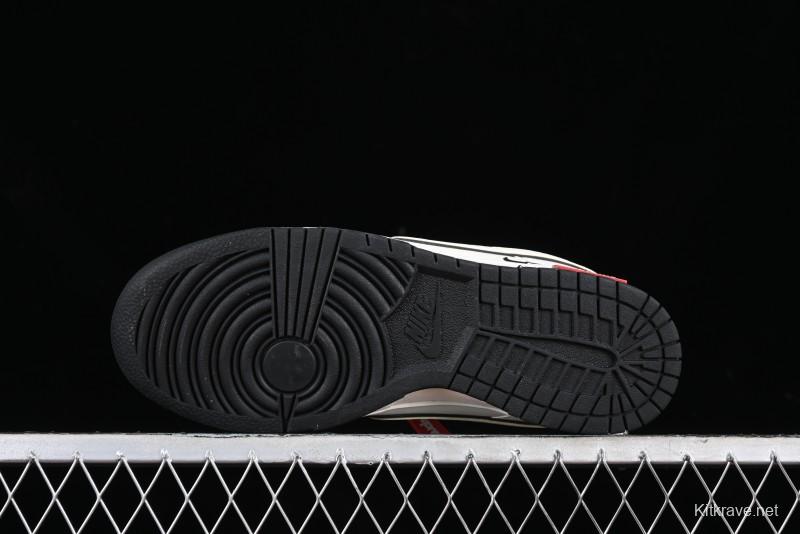 Nike SB Dunk Low Supreme Collaboration - Beige Black Mini Swoosh Anniversary High-End Custom Low-Top Casual Skate Shoes - DJ2024-006