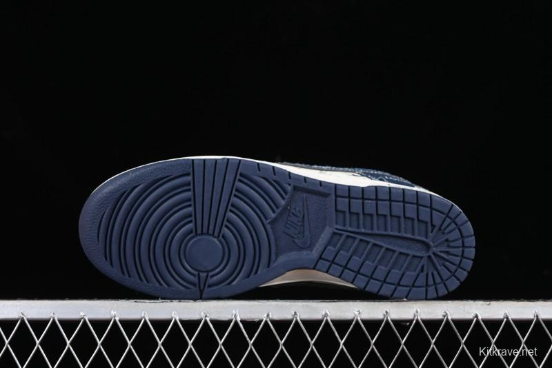 Nike SB Dunk Low LV Collaboration - Blue Denim Print Anniversary High-End Custom Low-Top Casual Skate Shoes - SJ2068-257