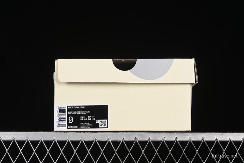 Nike SB Dunk Low UN Collaboration - Off White & Yellow Swoosh Anniversary Customized Low-Top Casual Skate Shoes - KK1688-011