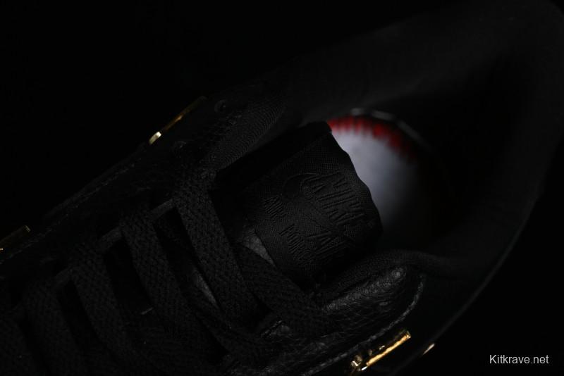 Nike Air Force 1 '07 Low Black Gold Swoosh Casual Sneakers - CT1990-001