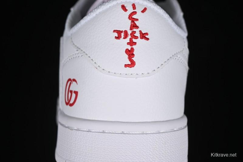 Nike Travis Scott x Fragment Design x Air Jordan 1 Low OG SP AJ1 Gucci Collaboration - White Low-Top Casual Sneakers LJ5188-014