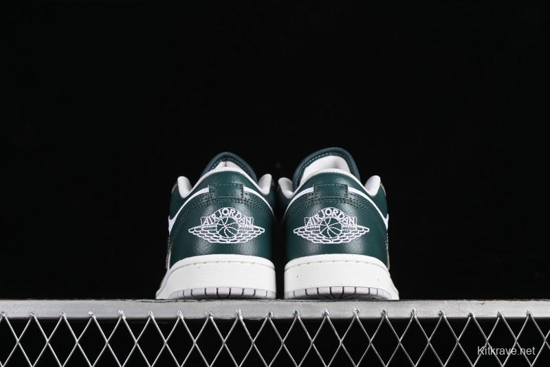 Nike Air Jordan 1 Low Retro Casual Sneakers in White Green - FQ7687-300