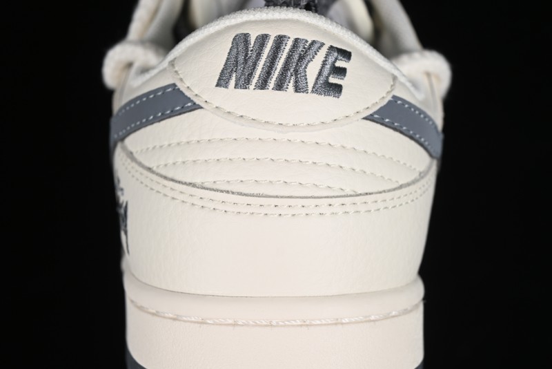 Stussy x Nike Dunk Low SB Sneakers in Off-White and Gray with Stussy S Titanium Accessory - SJ2068-275