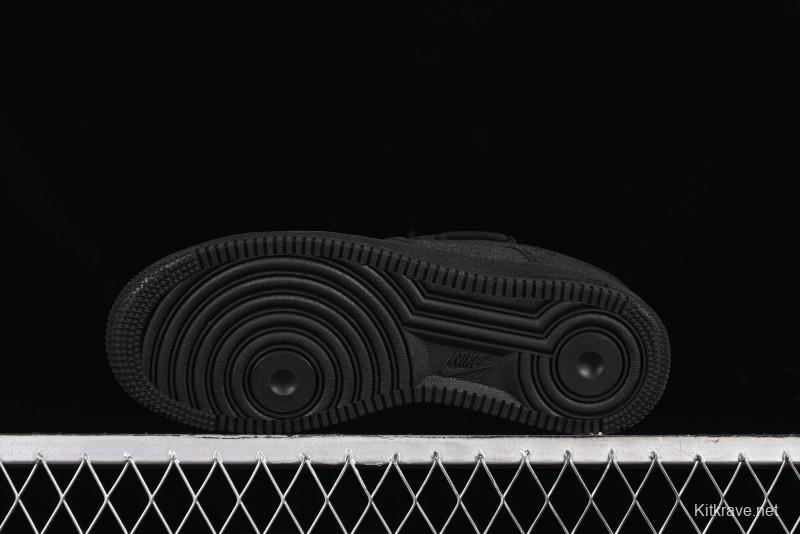 Nike Air Force 1 '07 Low Cleanfit High Street Retro Style All Black Star-Studded Diamond Accents Lace-Up Low-Top Casual Sneakers - ZH0316-030