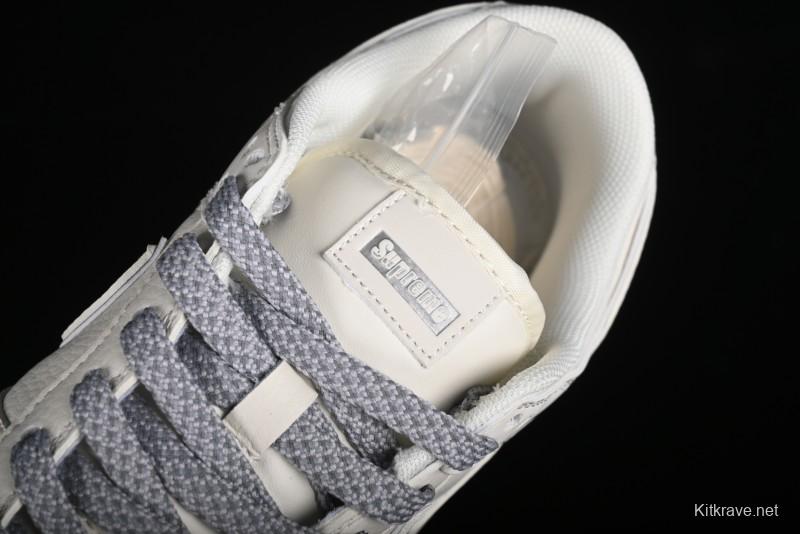 Nike SB Dunk Low Supreme Collaboration - Off White Gray Swoosh Anniversary Custom Low-Top Casual Skate Shoes - DQ1098-392