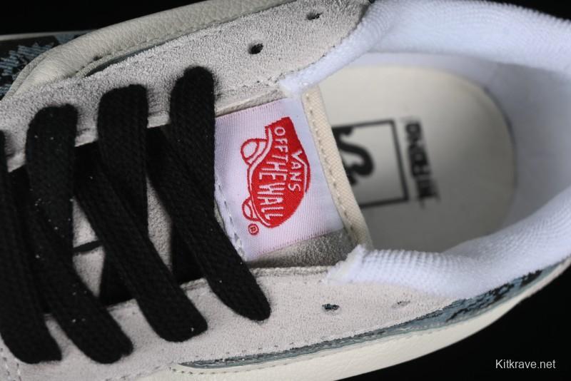 HIRONO Knu Skool Low-Top Casual Sneakers with Denim Graffiti Design - VN0009QCRBL