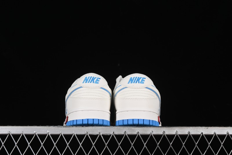 Nike SB Dunk Low Supreme Collaboration - Cream White with Sky Blue Swoosh Anniversary Customized Low-Top Casual Skate Shoes - DJ2024-012