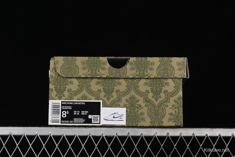 Nike SB Dunk Low Gucci Collaboration Anniversary High-End Custom Sneakers in Off-White & Dark Gray Swoosh - DQ1098-383