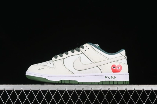 Nike SB Dunk Low Comme des Garçons Collaboration - Woven Beige White Swoosh Anniversary Custom Low-Top Casual Skate Shoes - KK1888-010
