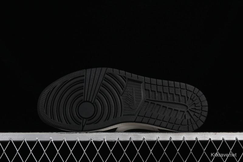 Nike Air Jordan 1 Low AJ1 x Violent Bear Collaboration - Black Beige Mark Line Custom Retro Basketball Shoes - SJ9950-013