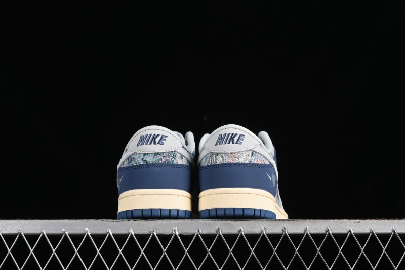 Nike SB Dunk Low CLOT Collaboration - Gray Blue Knit Anniversary Custom Low-Top Casual Skate Shoes - JH8310-950