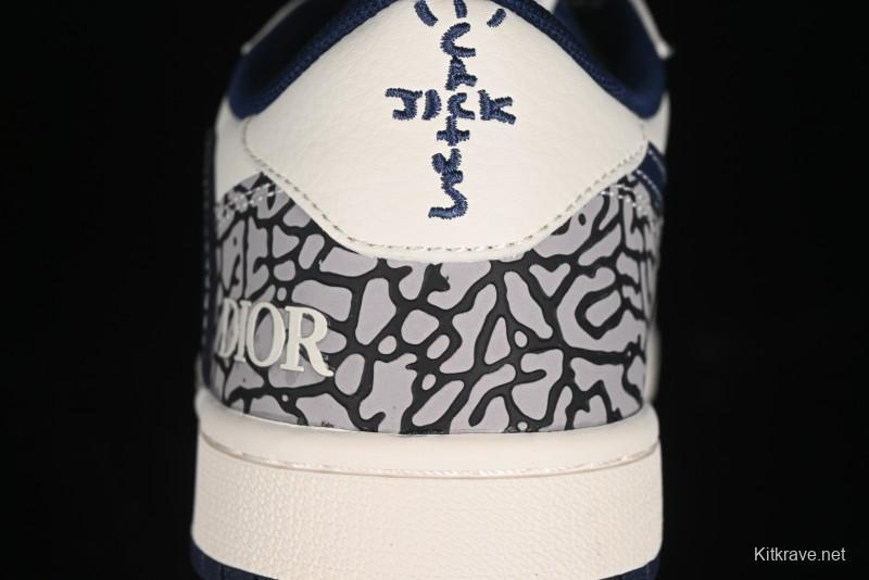 Nike Travis Scott x Fragment Design x Air Jordan 1 Low OG SP AJ1 Retro Sneakers with Stone Pattern - CF3688-029