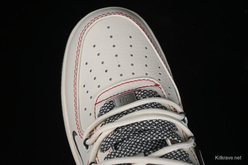 Nike Air Force 1 '07 Low Supreme Collaboration - Red Stitch Grey Sole Casual Sneakers - SJ1198-600
