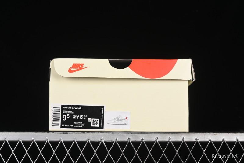 Nike Air Force 1 '07 Low Stussy Collaboration - English Beige Grey Red Low-Top Casual Sneakers - XZ3318-567
