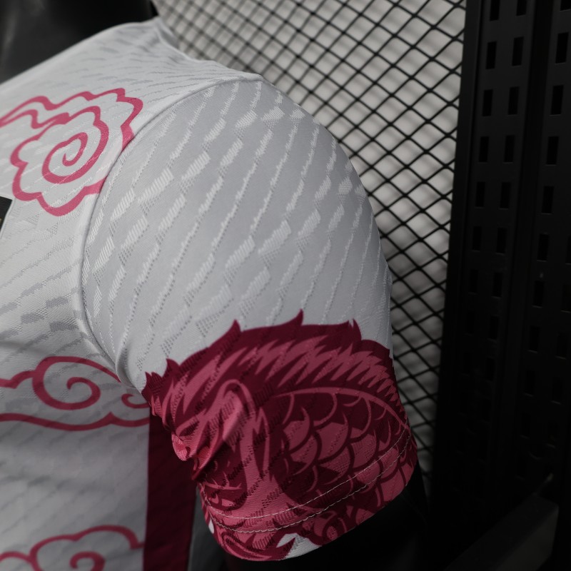 Player Version 2025 Japan National Team White with Pink Dragon Design Jersey