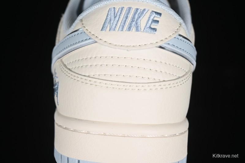 Nike SB Dunk Low Stussy Collaboration - Double Swoosh Ice Blue Anniversary Custom Low-Top Casual Skate Shoes - XX2026-101