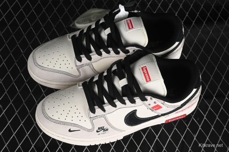 Nike SB Dunk Low SUP Collaboration - Gray White Black Swoosh Anniversary High-End Custom Low-Top Casual Skate Shoes - MM1089-019