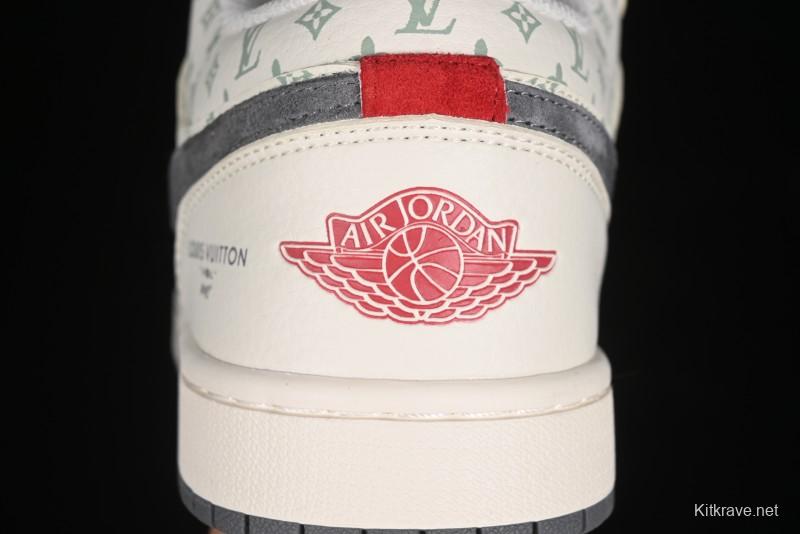 Nike Air Jordan 1 Low LV Collaboration Print Off-White Retro Basketball Shoes - WG8850-010