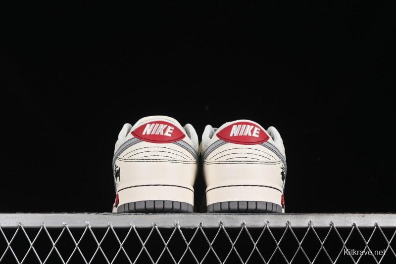 Nike SB Dunk Low Stussy Collaboration - Light Grey White Anniversary High-End Custom Low-Top Casual Skate Shoes - SJ2068-302