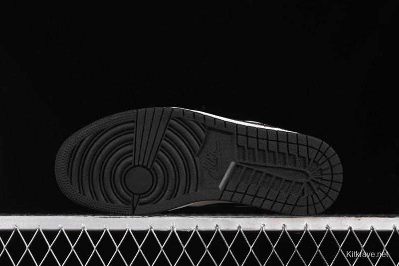 Nike Air Jordan 1 Low Stussy Collaboration - Black Sail Stitched Retro Basketball Shoes - CF3688-023