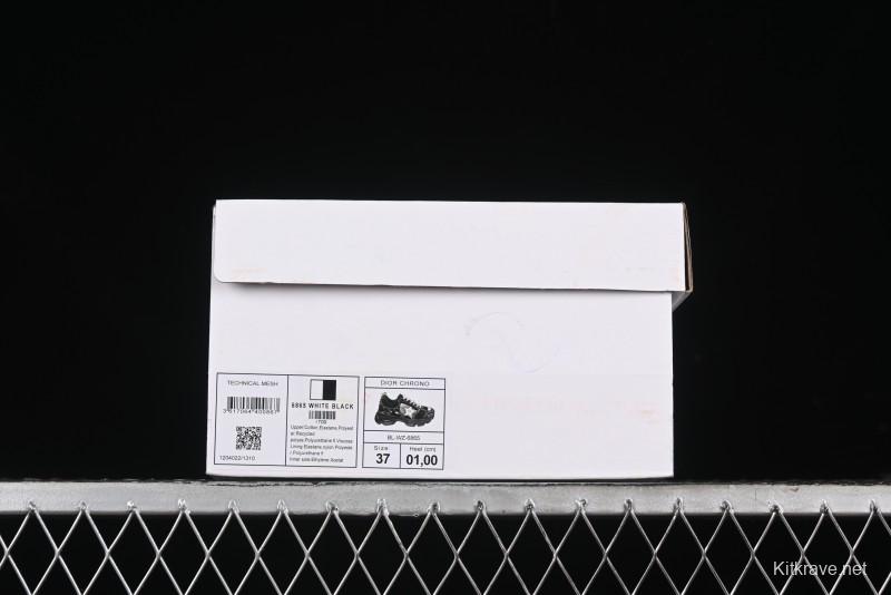 Dior Chrono Round Toe Lace-Up Lifestyle Casual Running Sneakers - 6865 WHITE BLACK