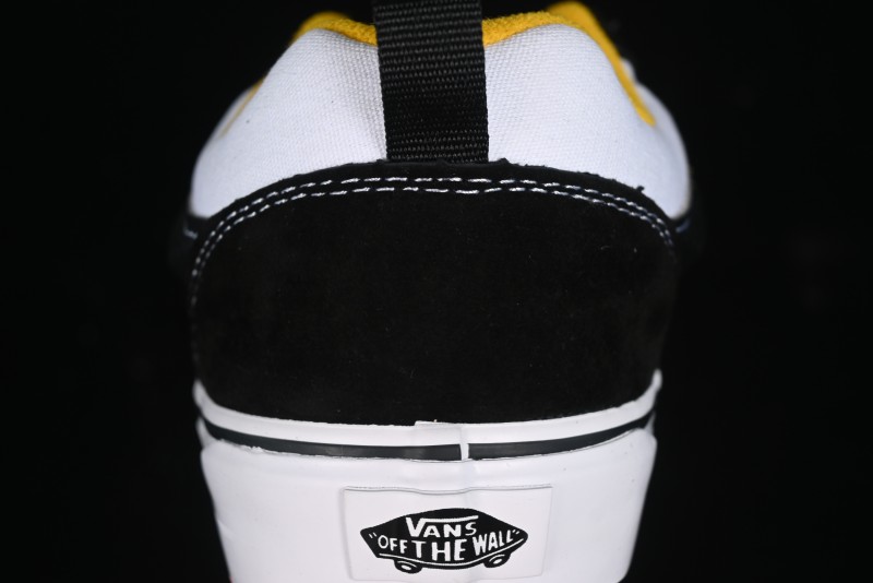 Vans Knu Skool Low-Top Retro Casual Vulcanized Slip-On Sneakers in Black White Yellow - VN000D6C6RJ