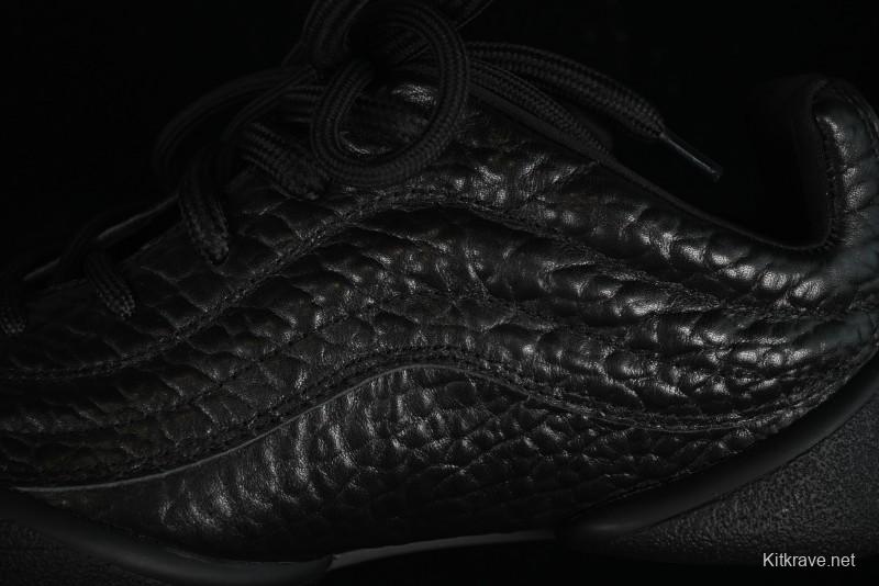 Alexander McQueen Flexion Retro Sneakers in Black with Diamond Grain Calfskin - 8.F6