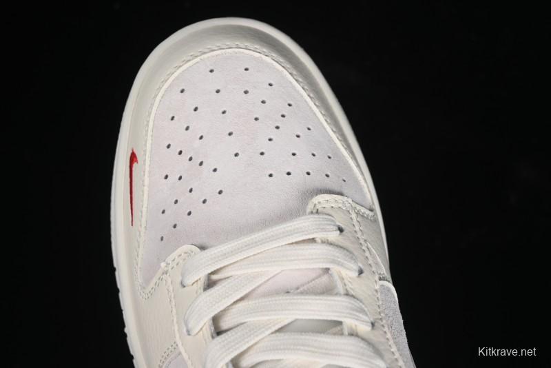 Nike SB Dunk Low Comme des Garçons Collaboration - Pigskin White Swoosh Anniversary Custom Low-Top Casual Skate Shoes - KK1333-004