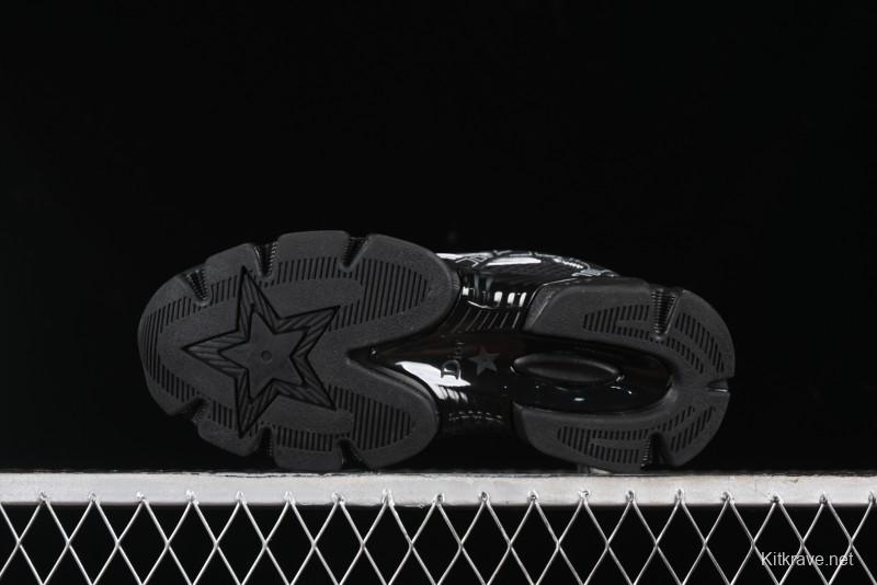 Dior Chrono Round Toe Lace-Up Lifestyle Casual Running Sneakers - 6865 WHITE BLACK