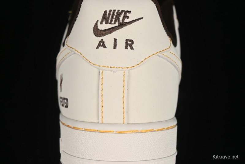Nike Air Force 1 '07 Low UN Collaboration Casual Sneakers in Off-White with Yellow Stitch - KK3333-002