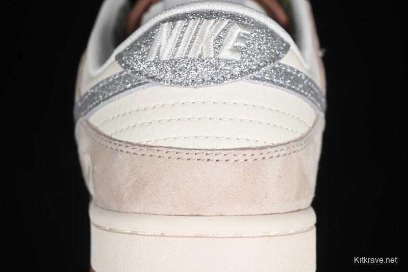Nike SB Dunk Low UN Collaboration - Light Brown with Silver Swoosh Anniversary High-End Custom Low-Top Casual Sneakers - CF3688-013