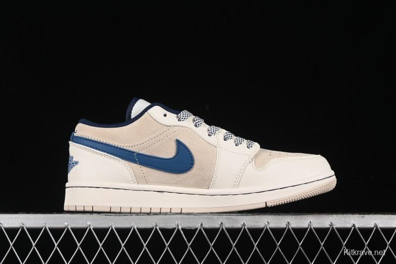 Nike Air Jordan 1 Low Stussy Collaboration - Light Beige Retro Basketball Shoes - SJ9950-027