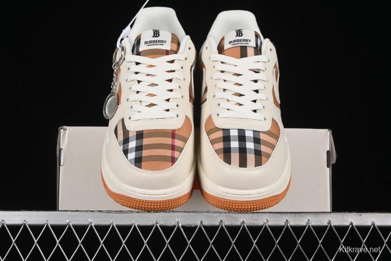 Nike Air Force 1 '07 Low Burberry Check Print Casual Sneakers - DF0180-006