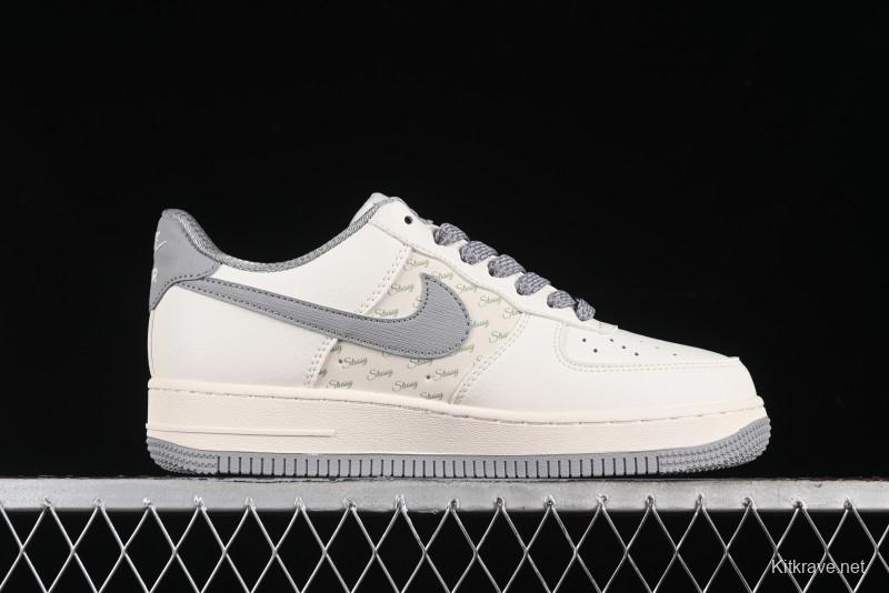 Nike Air Force 1 '07 Low Stussy Collaboration - Brushed Grey Low-Top Casual Sneakers - XZ3328-005