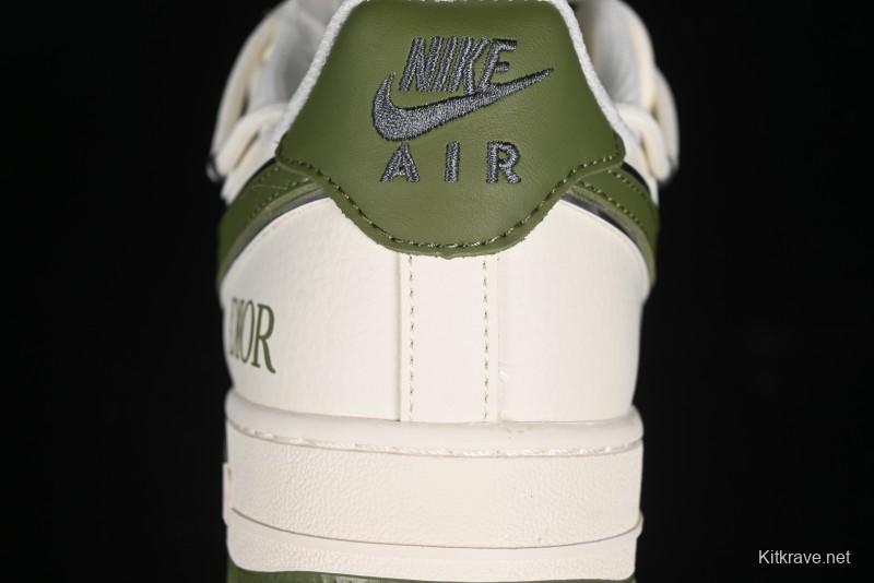 Nike Air Force 1 '07 Low Dior Collaboration - White Green Drawstring Casual Sneakers - SJ1198-200