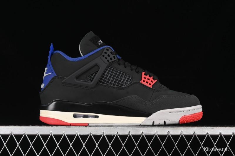Nike Air Jordan 4 Retro Basketball Shoes in Black, Blue and Neutral Grey - FV5029-003