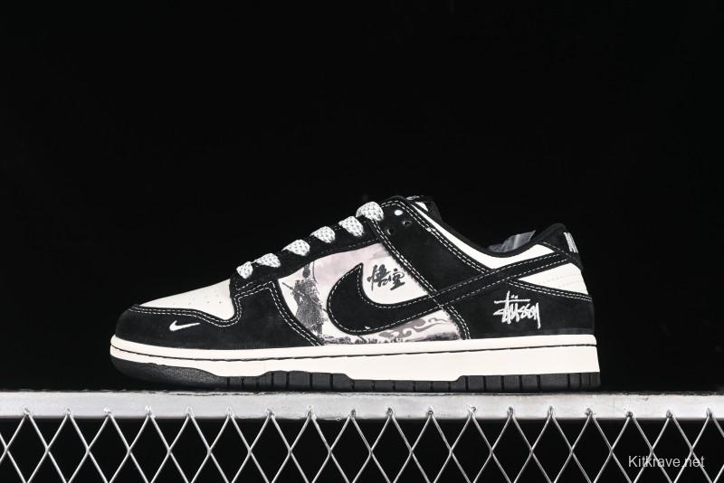 Nike SB Dunk Low Stussy Collaboration - Black Wukong Anniversary High-End Custom Low-Top Casual Sneakers - XX2025-555