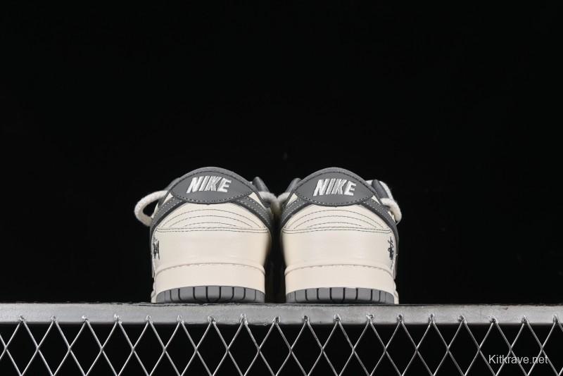 Nike SB Dunk Low Stussy Bandana Grey Check Anniversary Custom Low-Top Casual Skate Shoes - SJ2068-310