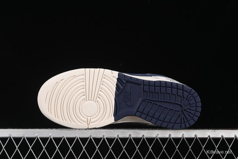 Nike SB Dunk Low The North Face Collaboration - Grey Pigskin Navy Swoosh Anniversary Custom Low-Top Casual Skate Shoes - SJ1089-012