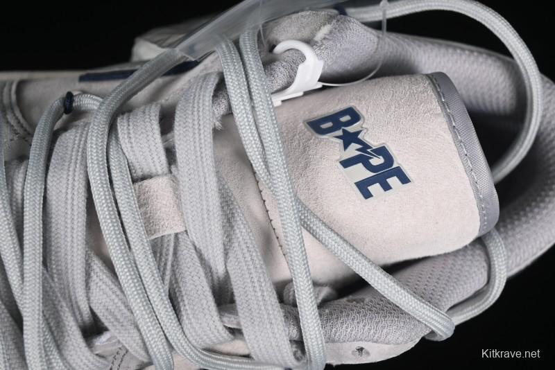 Nike Air Jordan 1 Low AJ1 Bape Collaboration - Grey Blue Retro Basketball Shoes with Custom Laces - SJ9950-019