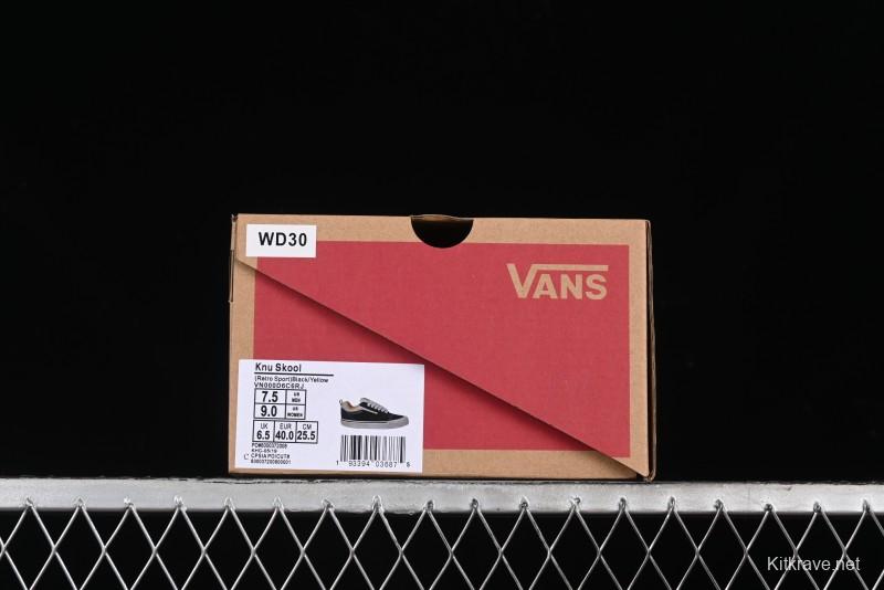 Vans Knu Skool Low-Top Retro Casual Vulcanized Slip-On Sneakers in Black White Yellow - VN000D6C6RJ