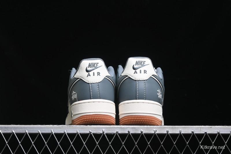 Nike Air Force 1 '07 Low Stussy Collaboration - Grey White Gum Sole Low-Top Casual Sneakers - XZ9688-101