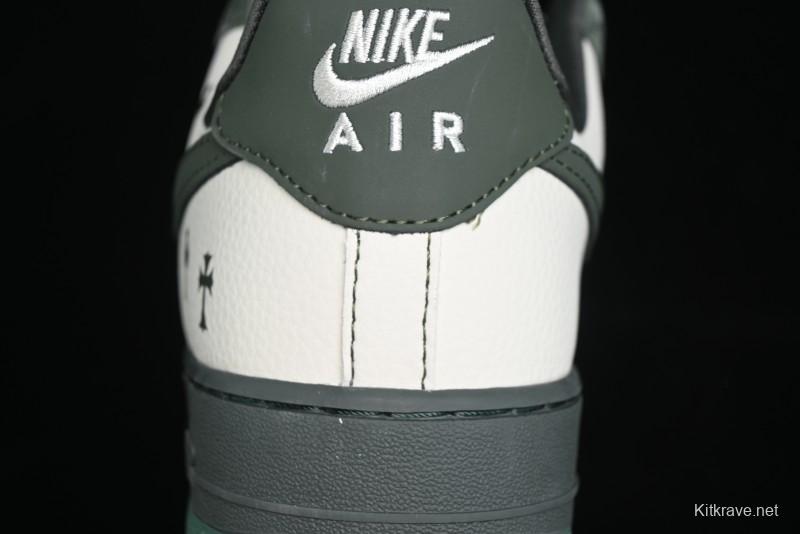 Nike Air Force 1 '07 Low Chrome Hearts Collaboration - Moss Green White Low-Top Casual Sneakers - KK1988-029