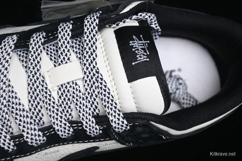 Nike SB Dunk Low Stussy Triple Collaboration - Patchwork Black Swoosh Anniversary Custom Low-Top Casual Skate Shoes - YX5066-222