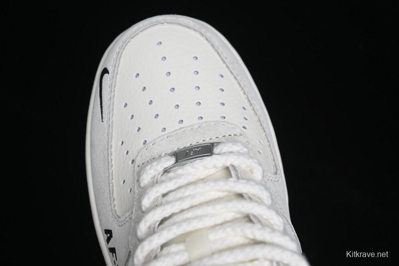 Nike Air Force 1 '07 Low Stussy Collaboration - AF1 Light Grey Red Tag Low-Top Casual Sneakers SJ6698-009