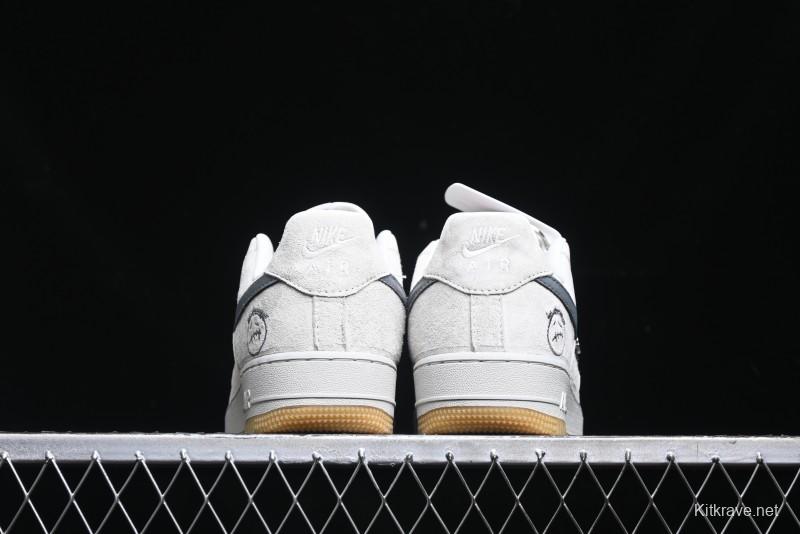 Nike Air Force 1 '07 Low Ghostface Collaboration - Light Grey Pigskin Low-Top Casual Sneakers - DF0188-022