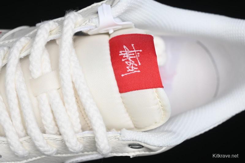 Nike Air Force 1 '07 Low Stussy Collaboration - AF1 White Red Label Low-Top Casual Sneakers - SJ6698-016