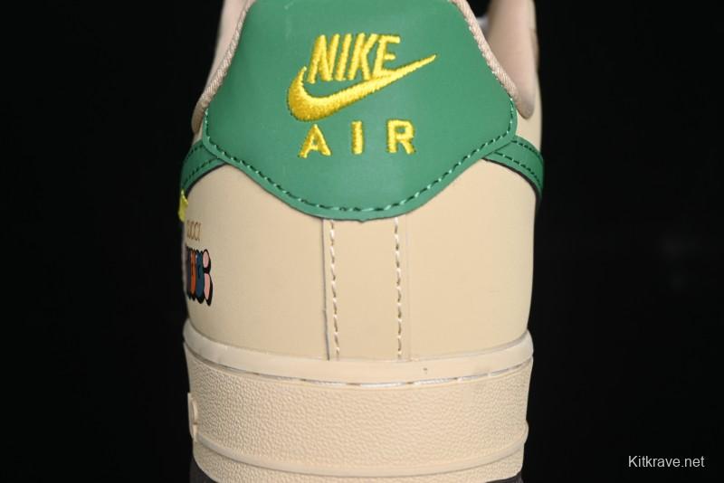 Nike Air Force 1'07 Low Gucci Collaboration White Brown Green Low-Top Casual Sneakers - KK1988-024