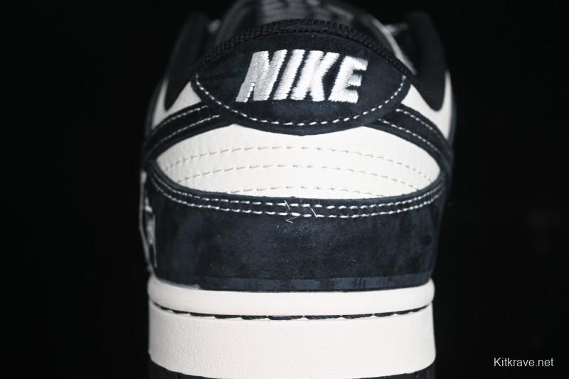 Nike SB Dunk Low Stussy Triple Collaboration - Patchwork Black Swoosh Anniversary Custom Low-Top Casual Skate Shoes - YX5066-222